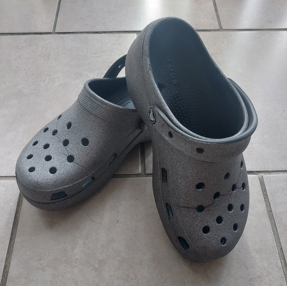 Gray Sparkling Crocs